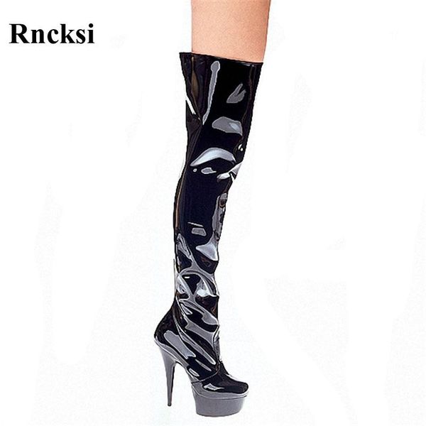 

boots rncksi fashion women's black over the knee 15cm high heels platform night club pole dancing