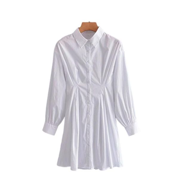 

casual dresses puwd women white slender mini dress 2021 summer fashion ladies turn-down crazy shirts chic holiday, Black;gray
