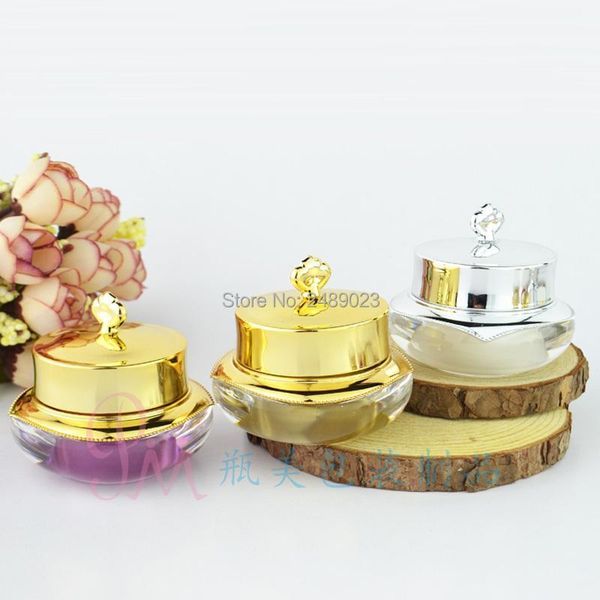 

12pcs grams crown acrylic jar with lid 10g sample eye cream lip gloss container makeup tools storage bottles & jars