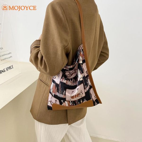 

evening bags western style printing shoulder bag vintage ladies handbags silk large capacity for shopping traveling