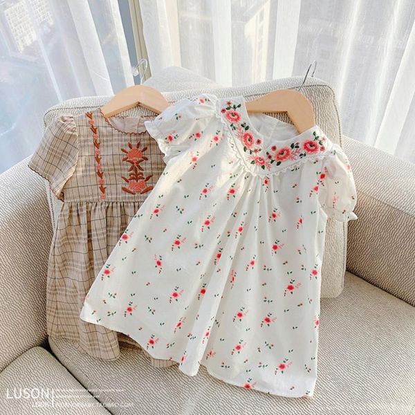 

girl boho dress 2021 summer toddler floral embroidery muslin clothes tassel korean kids one-piece children's clothing girl's dress, Red;yellow