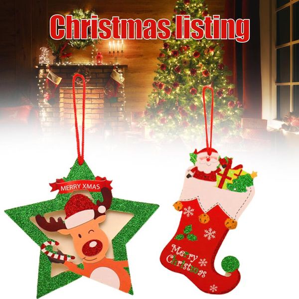 

decorative objects & figurines christmas decorations hanging pendant foam board santa claus snowman for home door ornaments ghs99