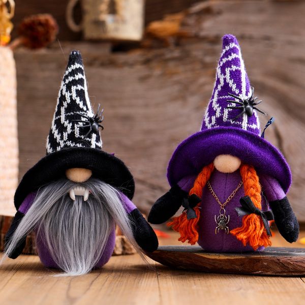 Halloween-Dekoration, gesichtslose Zwergpuppe, Ornamente, Puppen, Spinne, Fledermaus, Partydekorationen