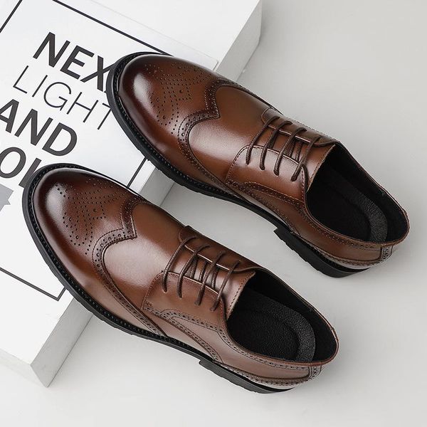 

dress shoes handmade mens oxford vintage genuine leather brogue men's classic business formal for men, Black