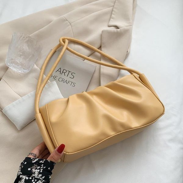 

evening bags [bxx] simple solid color pu leather pleated for women 2021 summer shoulder bag handbags trending luxury hu457