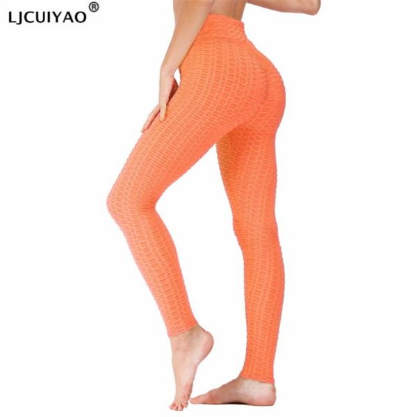 

women's leggings ljcuiyao fashion jacquard high waist seamless push up sport women fitness running pants workout female, Black