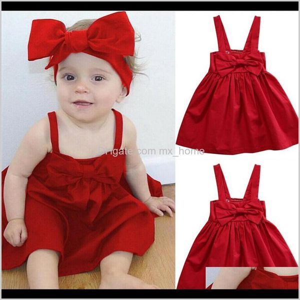 Abiti da battesimo Abbigliamento Neonati Bambini Maternità Drop Delivery 2021 Neonate Bambino Bambino Vestito estivo estivo Ragazza carina Bowknot Rosso regolabile S