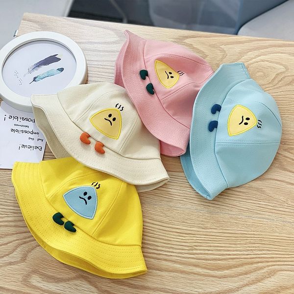 

fashion new children's spring pure color cartoon fisherman's designer sunshade female baby lovely basin hat