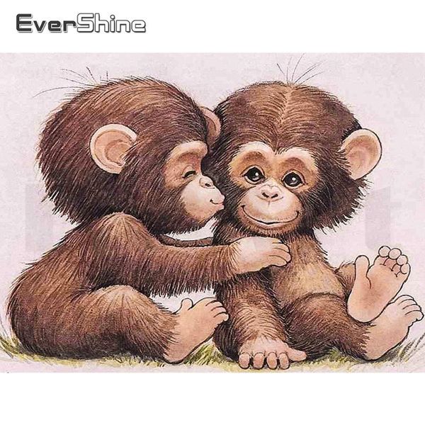 

diamond painting evershine 5d set animal embroidery monkey picture rhinestones needlework cross stitch home decor