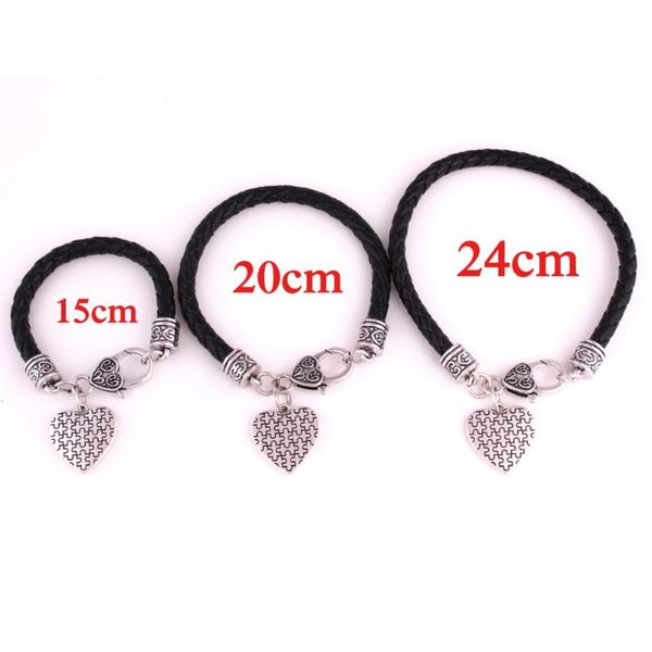 

charm bracelets fashion heart bracelet for women men jigsaw puzzle pattern autism style jewelry three kinds length chain zinc alloy drop, Golden;silver