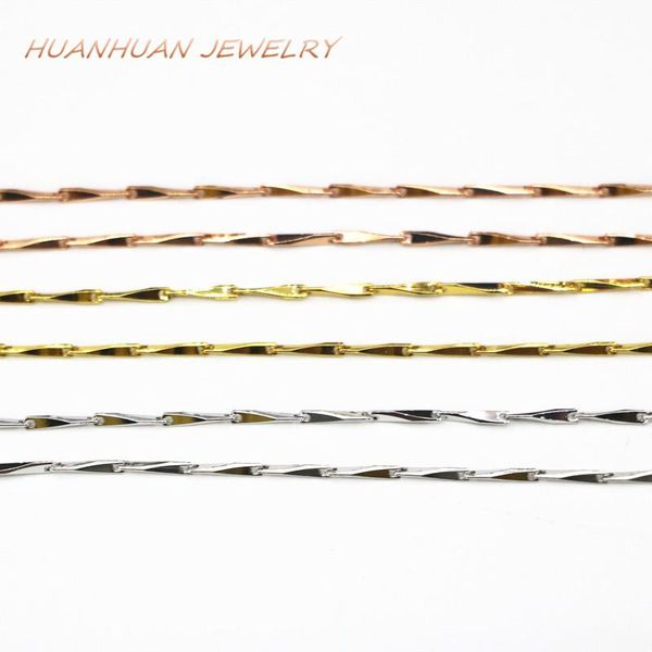 

chains choker necklace 3 colors fashion 1mm chain copper stainless steel metal jewelry necklaces link for women 18inch b3382, Silver