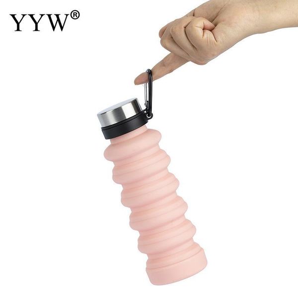 

500ml portable foldable outdoor sport bottle adjustable silicone sports drink folding cup kettle coffee water travel