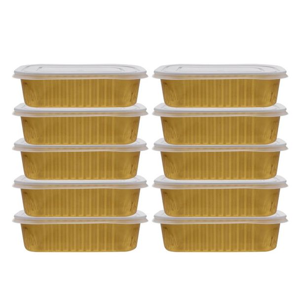 

gift wrap 10pcs disposable bbq pans tin foil barbecue box food container (golden)