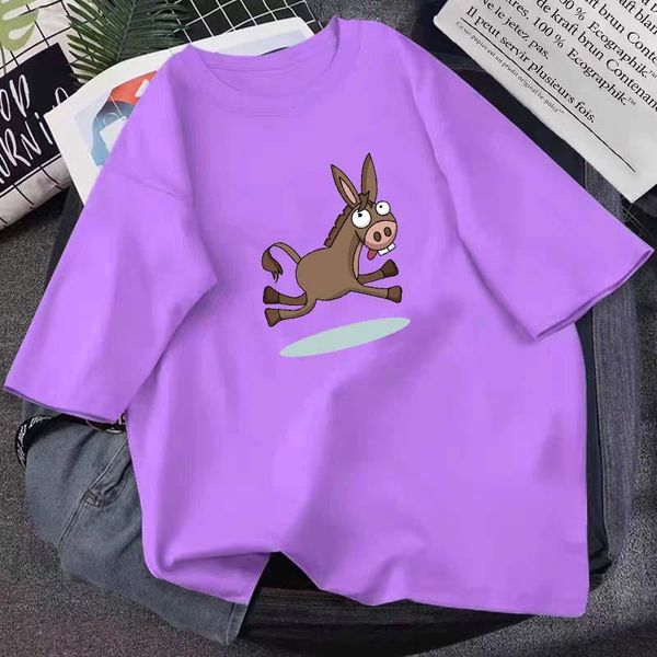 

men's t-shirts 2021 summer humorous donkey pattern printed t-shirt 14-color pure cotton round neck short-sleeved daily casual top, White;black
