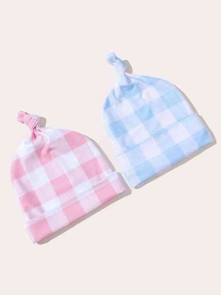 

2pcs baby gingham print hat she01, Yellow