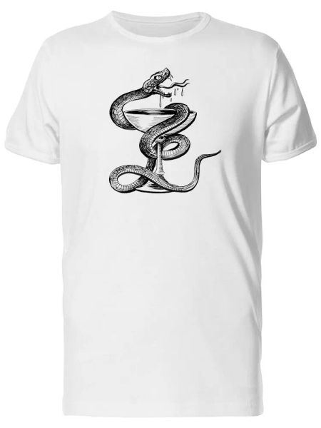 

snake and glass sketch men's tee -image by shutterstock, White;black