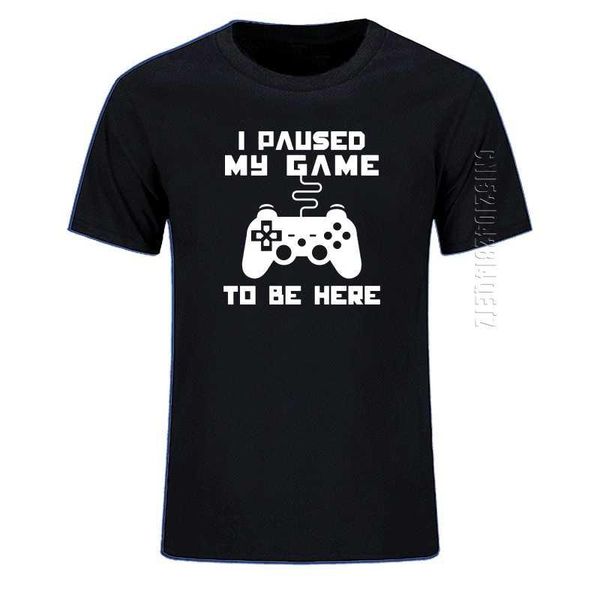 

men's t-shirts i paused my game to be here men 100% cotton t-shirt funny video gamer gaming player humor joke t shirts print crew neck, White;black