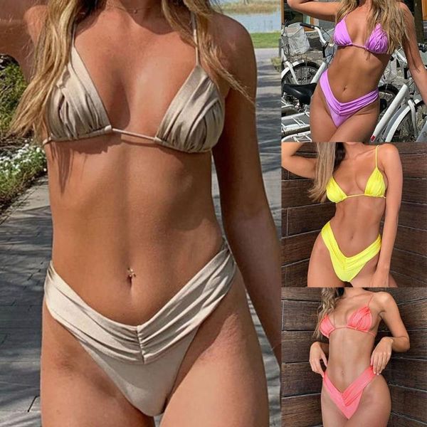 

women's swimwear 2pcs women bikini set backless padded push up bra thong briefs bikinis two piece swimsuit 2021, White;black