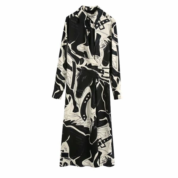 

spring women animal printing side slit midi shirt dress female long sleeve clothes casual lady loose vestido d7063 210430, Black;gray