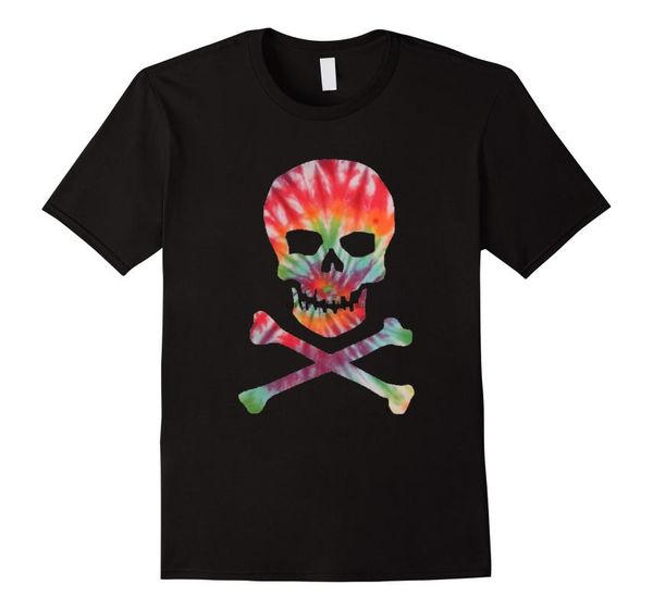 

men's t-shirts tie dye skull crossbones t-shirt hippie 70's retro vibe, White;black