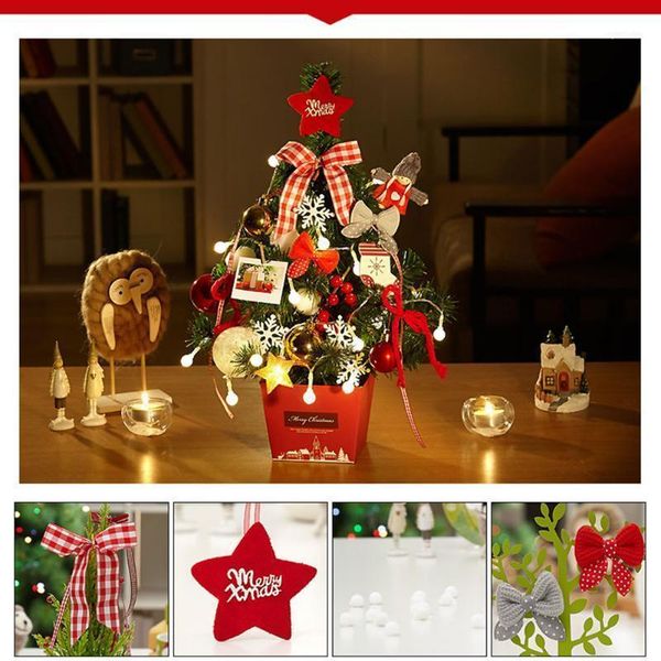 

christmas decorations tabletree with multicolored lights holly berries pine cones star er & ornaments for holiday1