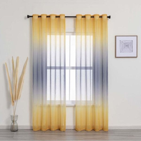 

curtain & drapes colorful sheer curtains for living room wedding yellow grey gradient tulle kitchen romantic rainbow voile sliding glass doo