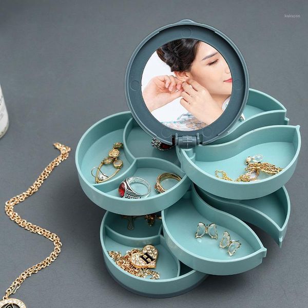 

storage bottles & jars four-layer 360-degree rotating jewelry box bedroom makeup modern simple desk1pc