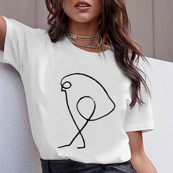 

4casual t-shirt stick figure t shirt funny graphics round neck short-sleeved tshirt lady women 2021 summer women's, White
