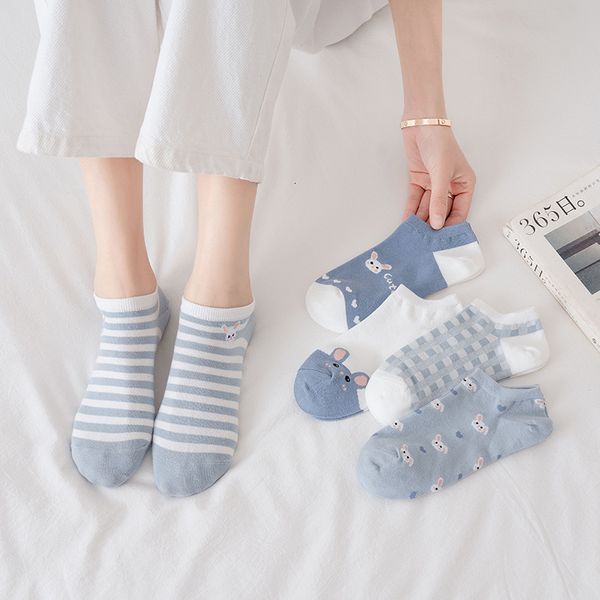 

socks children cartoon boat summer thin korean girls' pure cotton embroidered, Black;white