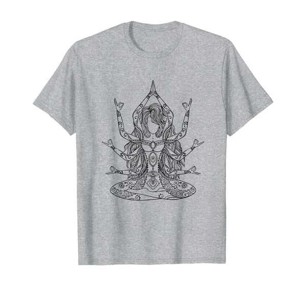 

spiritual girl w/ henna tattoos shiva pose meditating t-shirt, White;black