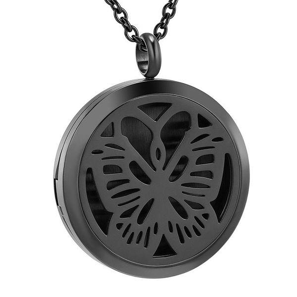 

pendant necklaces butterfly pattern hollow essential oils diffuser necklace fashion perfume locket jewelry, Silver