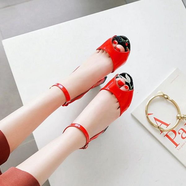 

dress shoes big size 9  11-15 high heels sandals women woman summer ladies hollow shallow mouth and low upper fish with one bu, Black