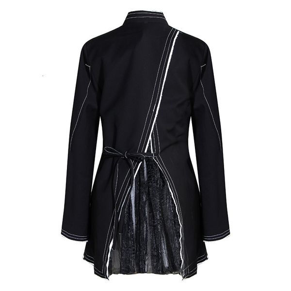 

women's jackets deat spring turlteneck vintage tassels denim patchwork single breasted chinese styles slim waist jacket female coat 9i1, Black;brown