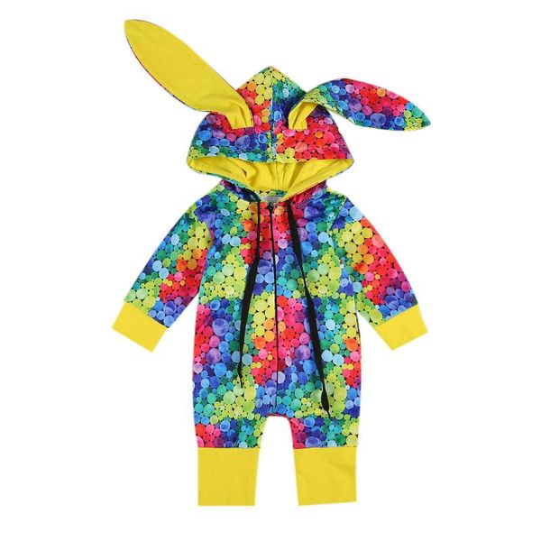 

ear hood zipper jumpsuit fluorescent color long sleeve pants born baby boy girl colorful bodysuit spring autumn jumpsuits, Blue