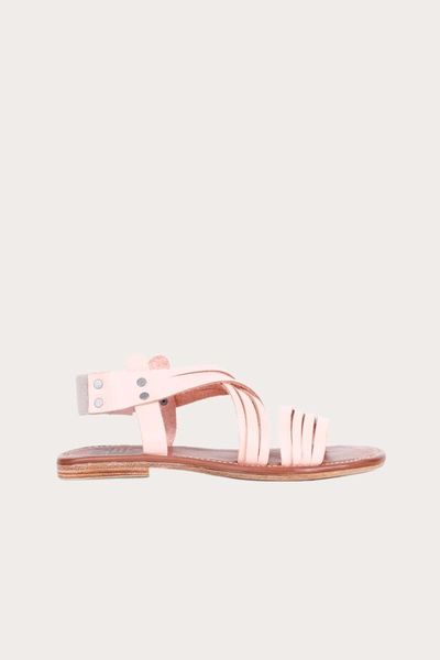 

sandals bueno powder leather women flat, Black