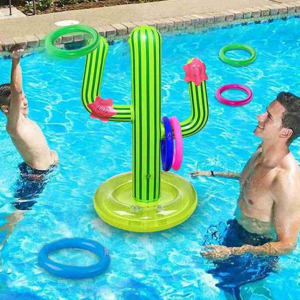 

pool & accessories cactus swimming ring toss games inflatable toys with 4 summer family outdoor party game