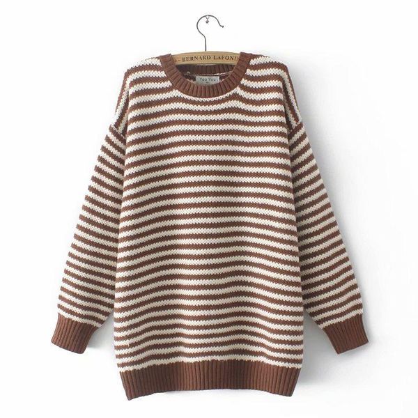 

plus size t-shirt women's thick knitted autumn winter sweaters ladies' long sleeves striped pullovers large outerwear, Black