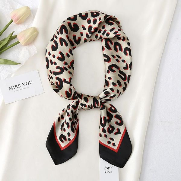 

scarves 70cm printed small square scarf leopard silk women's satin in spring and summer 2021 professional shawl, Blue;gray