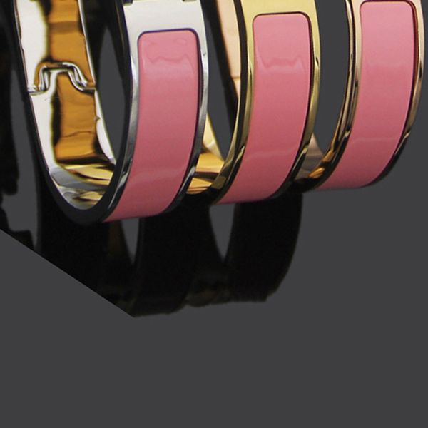 

quality designer high design letter buckle bangle women men enamel jewelry rose gold silver opening bracelets love color bangles with origin, Black