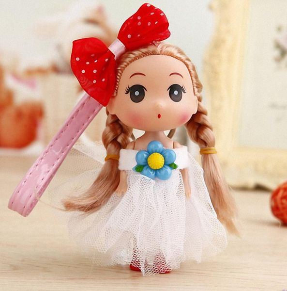 

keychains cute baby dolls wedding dress princess keychain for girls key holder bag charms kids keyring leather strap k033-white, Silver