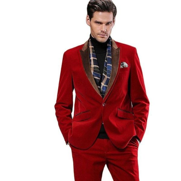 

men's suits & blazers velvet stitching lapel red 2 piece suit groom tuxedo wedding formal prom evening party jacket customization, White;black
