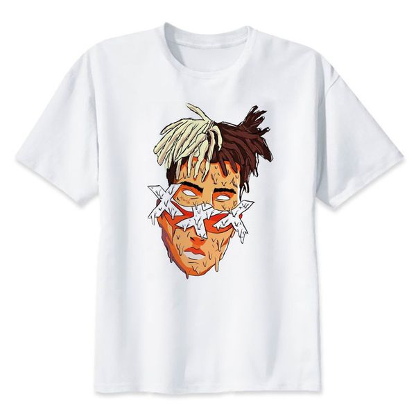 

male hip hop xxxtentacion streetwear singer character print t shirt harajuku fashion rapper support 100% cotton t-shirt men tee, White;black