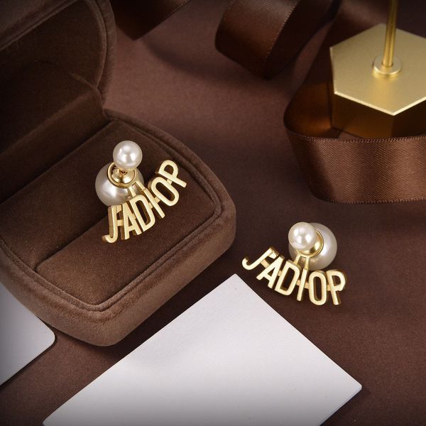 

new classic letter size pearl earrings selected 925 silver needle fine jewelry sale