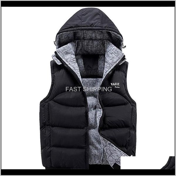 

men's vests apparel mens casual warm sleeveless cotton hooded jacket male zipper waistcoat thick vest hat 3yheu, Black;white