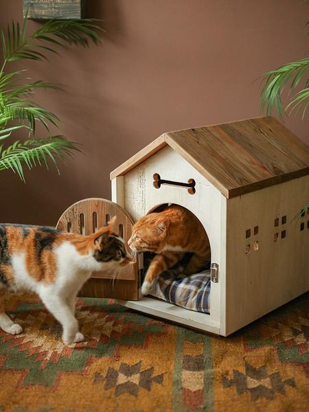 

cat carriers,crates & houses pet bed kennel wooden universal house nest indoor and outdoor small dog teddy bichon