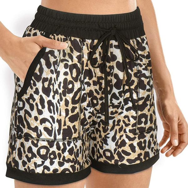 

women's shorts leopard print pockets loose patchwork bottoms y2k summer fashion casual ladies elastic waist comfy 2021, White;black