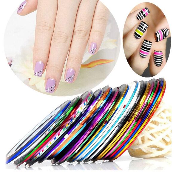 

nail art kits 10pcs gold silver striping tape line stickers laser strips adhesive decal foils manicure decorations tips 36 color