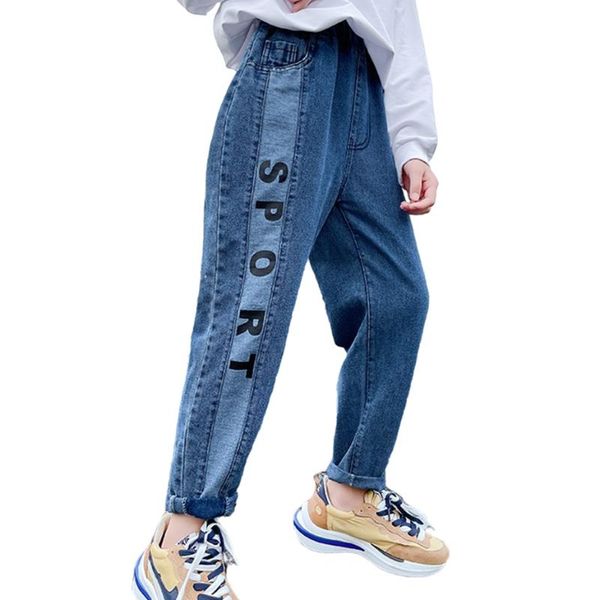 

jeans girls striped children's for girl casual style kids spring autumn clothes 6 8 10 12 14, Blue