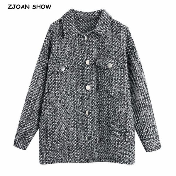 

men's jackets 2021 spring oversize mix color weave tweed jacket coat vintage long sleeve shirt pockets female outerwear chic, Black;brown