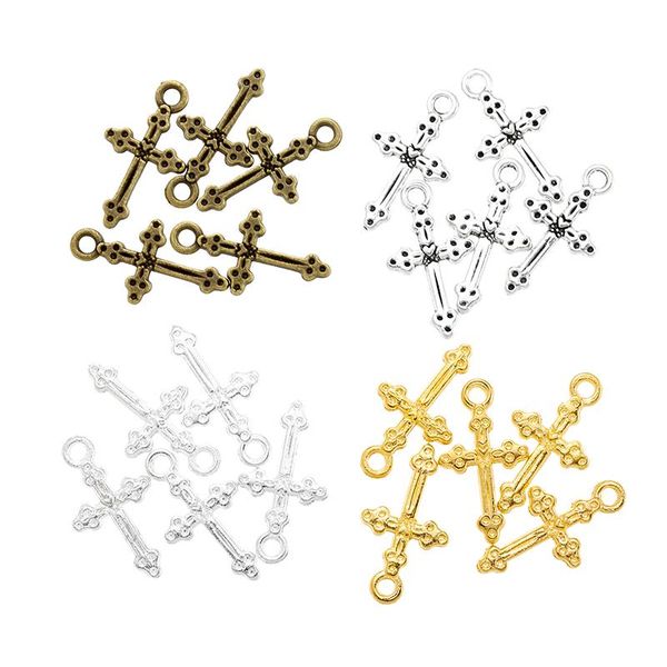 

charms 40 pcs fashion metal cross pendant diy jewelry necklace t61, Bronze;silver